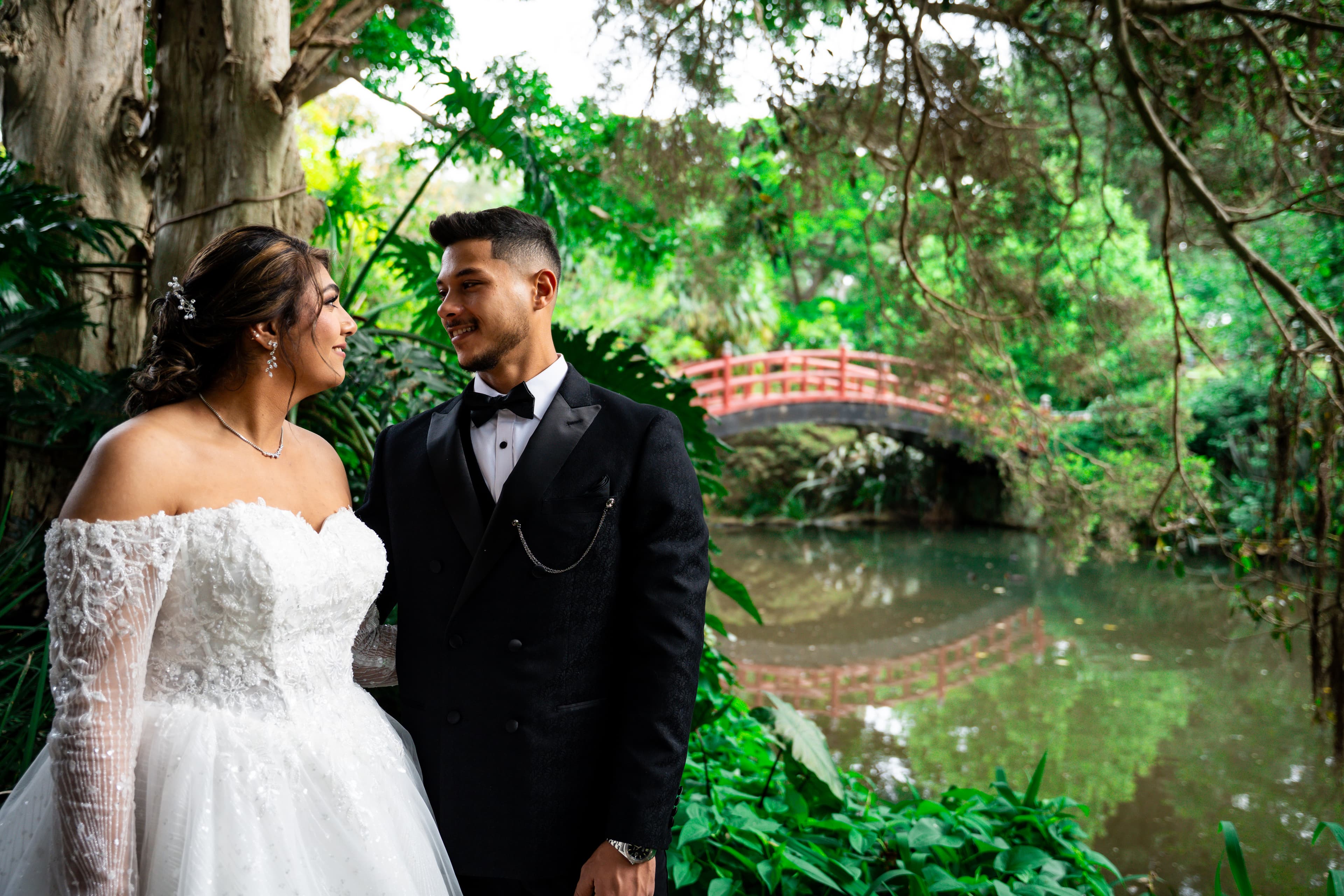 Pausing together by the bridge