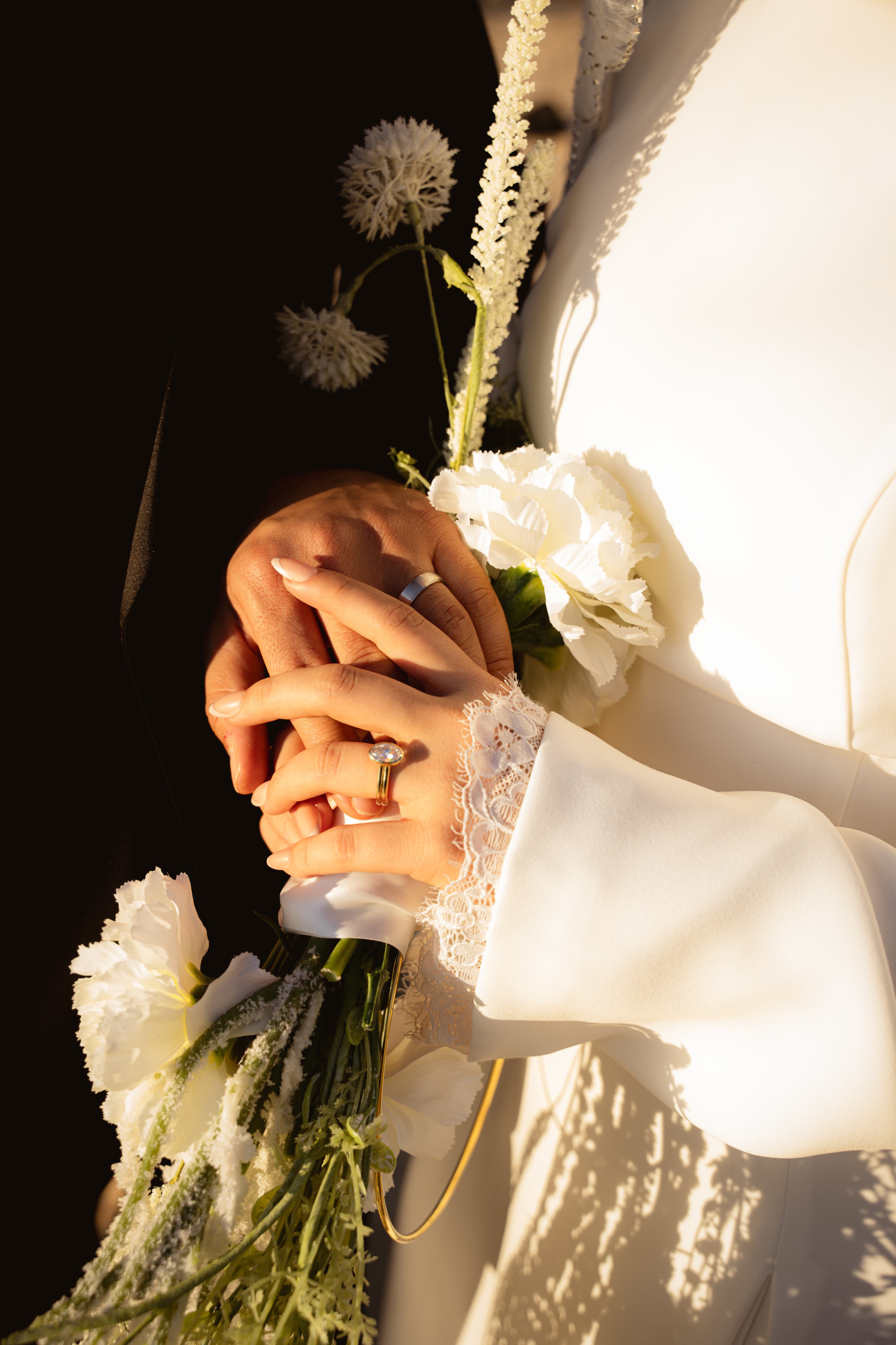 Rings resting on a folded ribbon